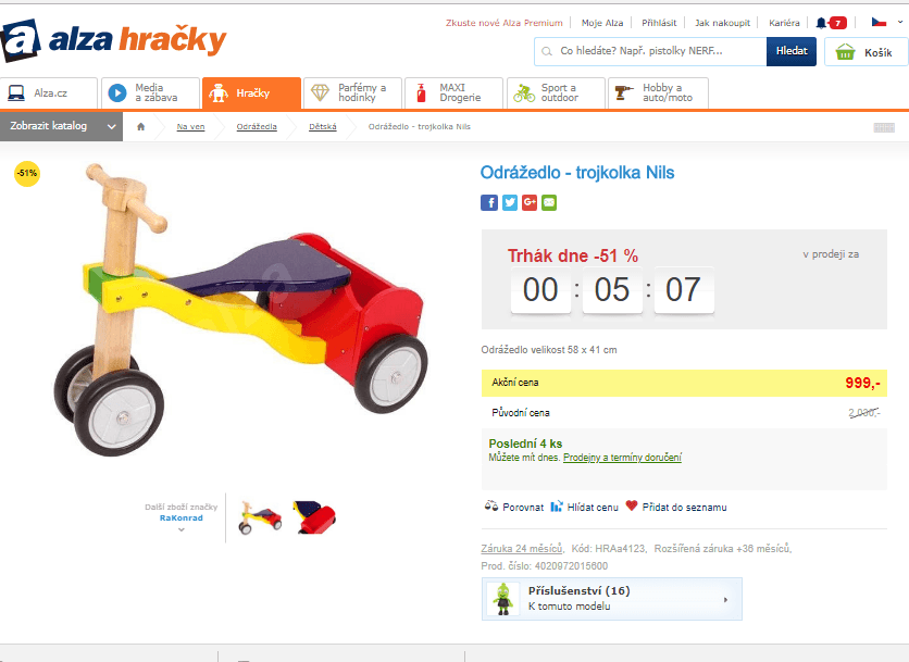 Dřevěná trojkolka - odrážedlo Nils