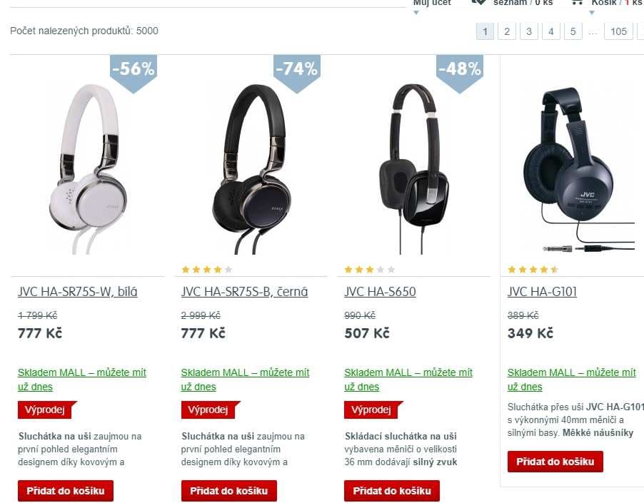 Sluchátka JVC HA-SR75S