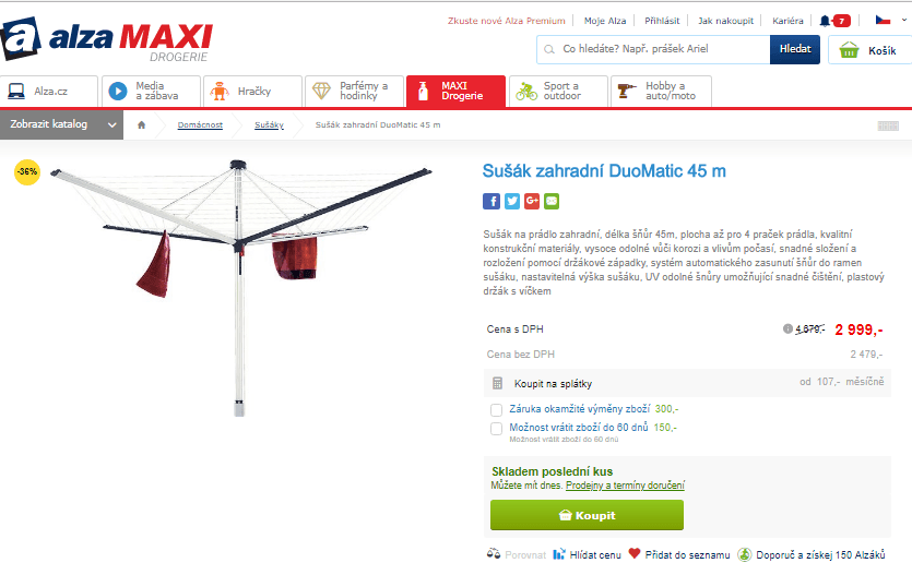 Sušák zahradní DuoMatic 45 m