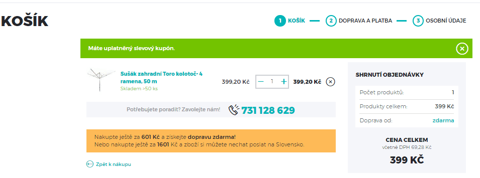 Venkovní sušák Toro - 50 metrů, 4 ramena