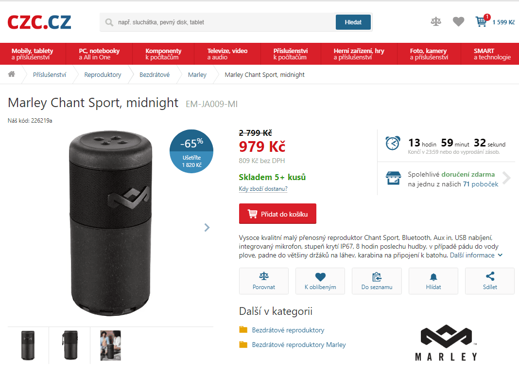 Bezdrátový reproduktor Marley Chant Sport