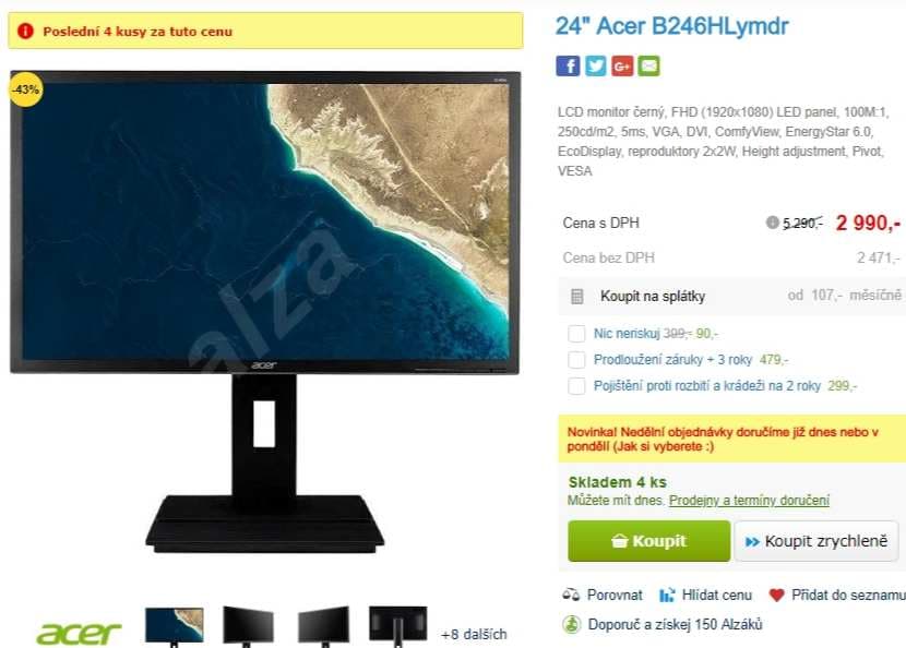 Full HD PC monitor Acer, 24"