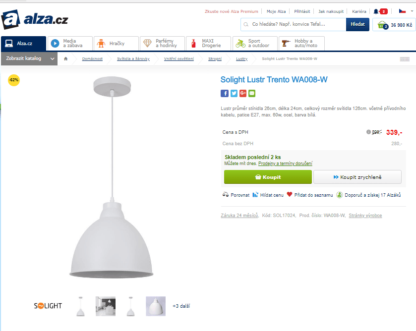 Lustr Solight Trento WA008-W