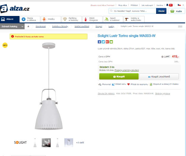 Lustr Solight Torino single WA003-W