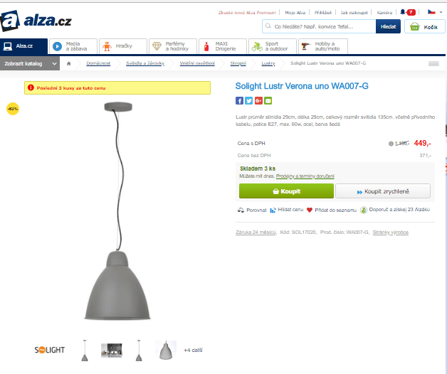 Lustr Solight Verona uno WA007-G