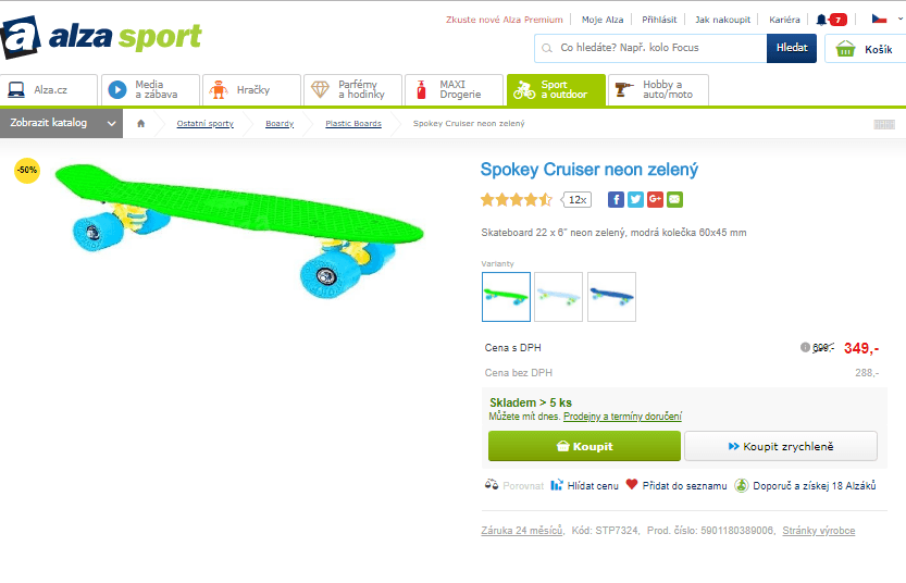 Skateboard Cruiser Spokey 22 x 6"