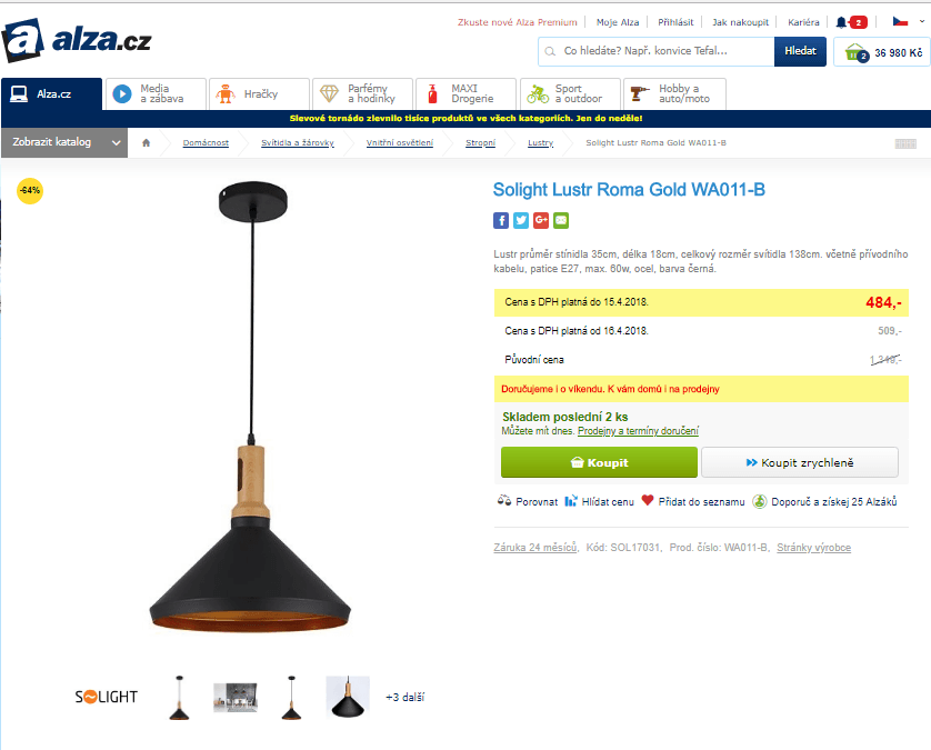 Lustr Solight Roma Gold WA011-B