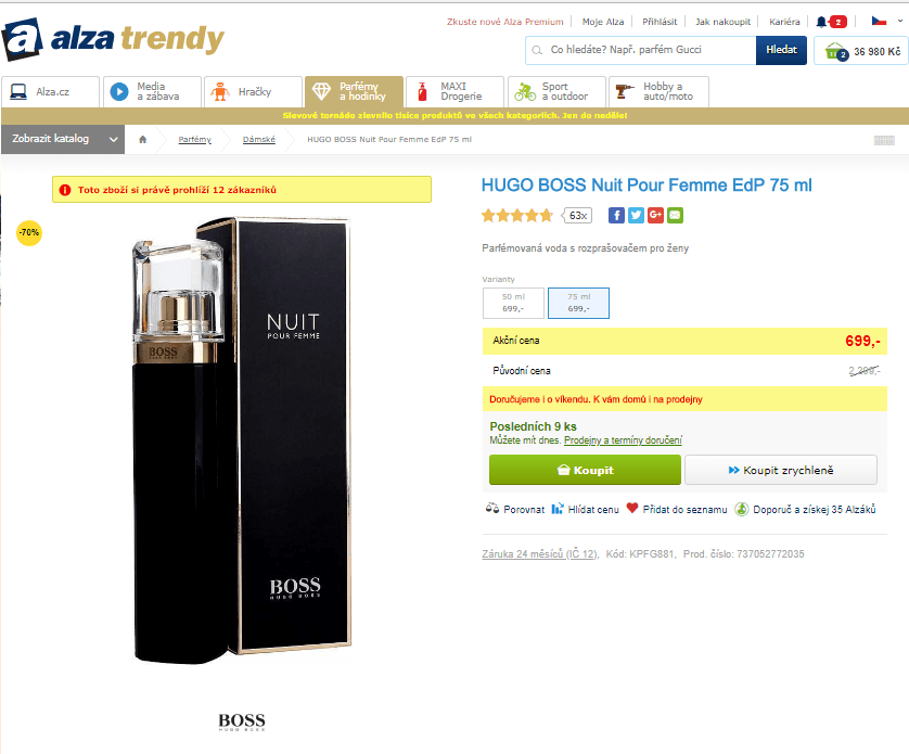 HUGO BOSS Nuit Pour Femme EdP 75 ml