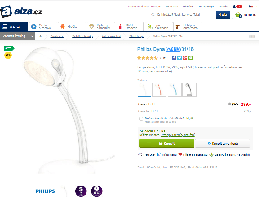 Stolní lampa Philips Dyna 67413/31/16