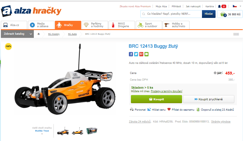 Auto na dálkové ovládání Buggy 1:12