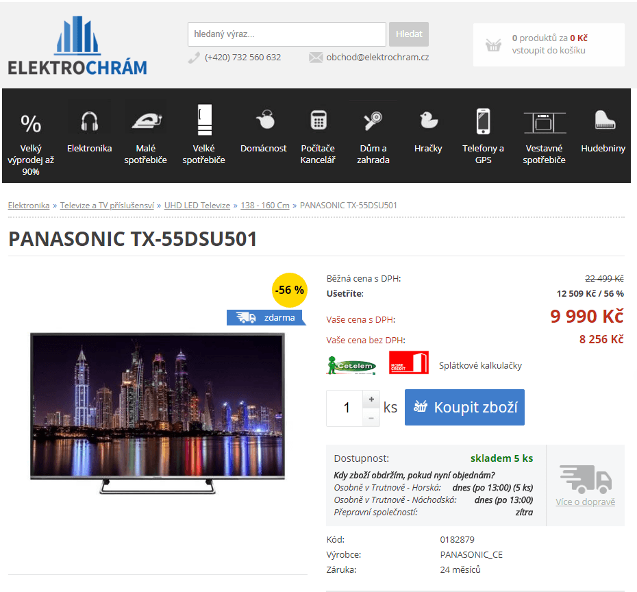 Full HD LED TV, Smart, 139 cm, Panasonic