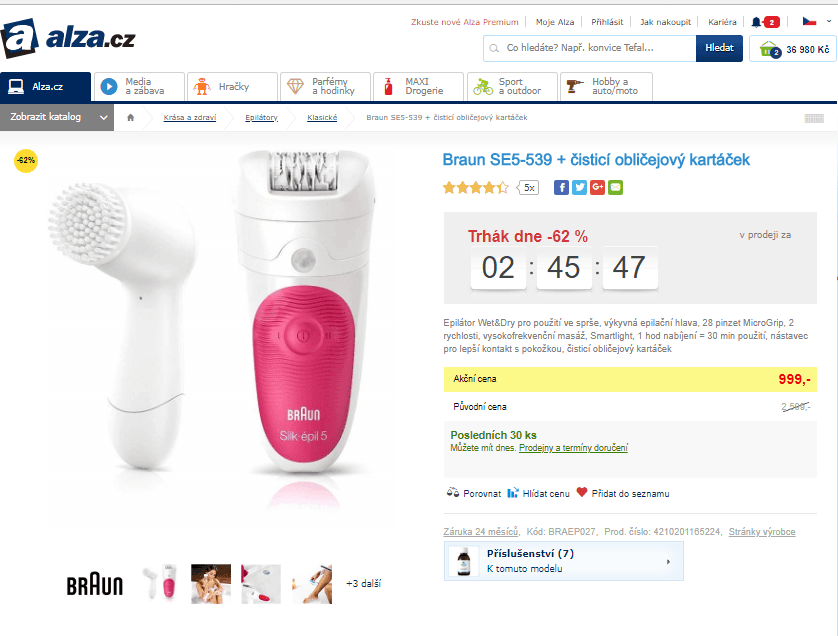 Epilátor Epilátor Braun Wet&Dry + dárek