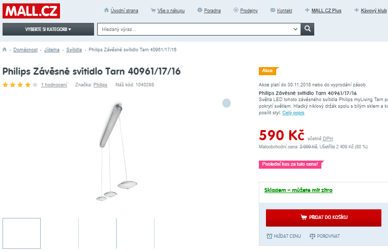 Závěsné svítidlo Philips Tarn 40961/17/16