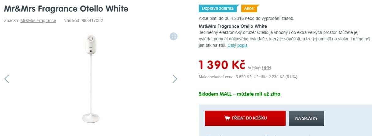 El. aroma difuzér Mr&Mrs Fragrance Otello White