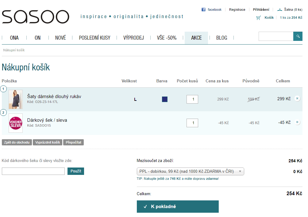 Sasoo.cz - extra sleva 15% na vše (i výprodej)