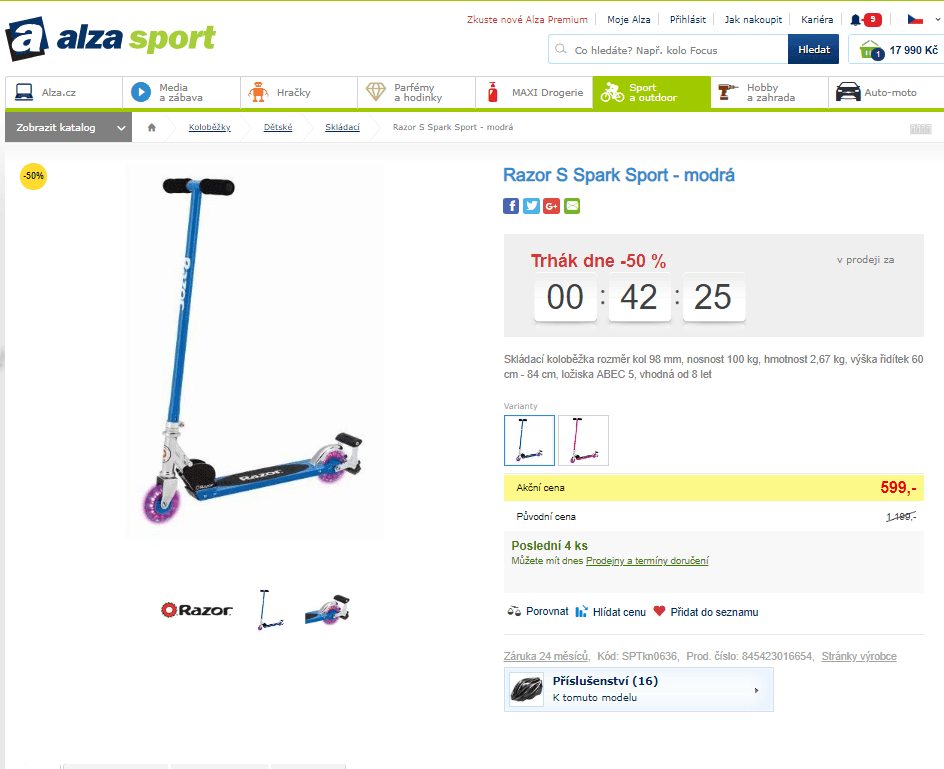 Skládací koloběžka Razor S Spark Sport
