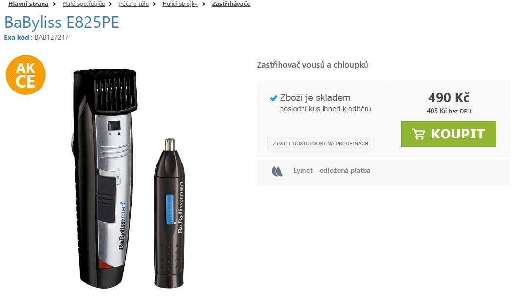 Zastřihovač vlasů a chloupků BaByliss