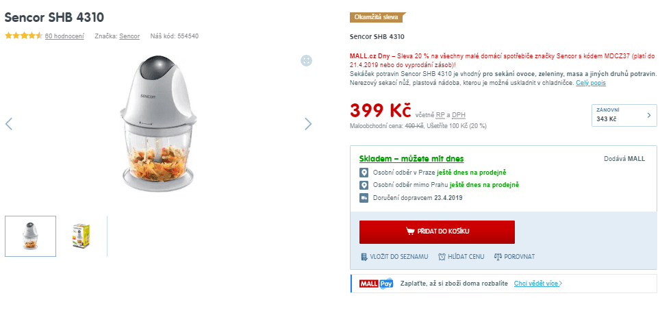 Sekáček potravin Sencor SHB 4310