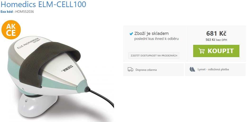 Anticelulitídní poklepová masáž s teplem Homedics