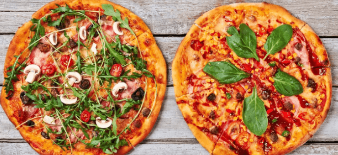 2 křupavé pizzy podle výběru s rozvozem zdarma