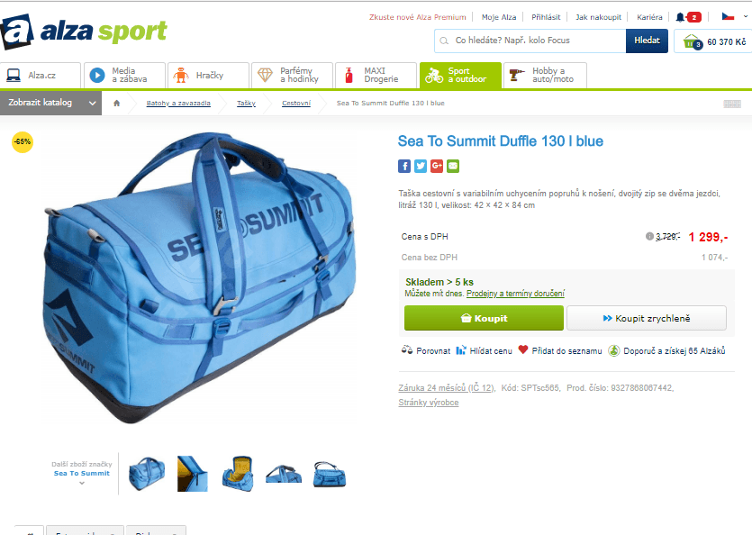 Cestovní taška Sea To Summit 130 l