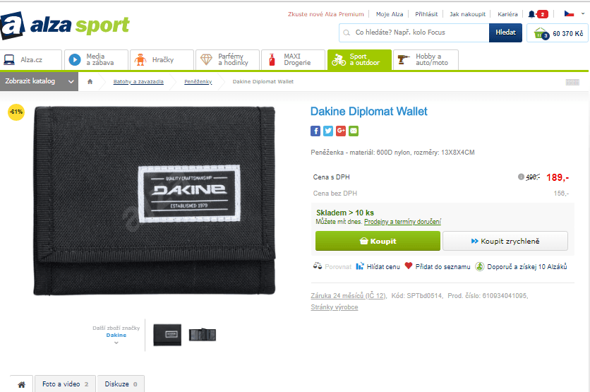 Pánská peněženka Dakine Diplomat Wallet