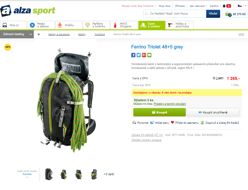 Horolezecký batoh Ferrino Triolet 48+5