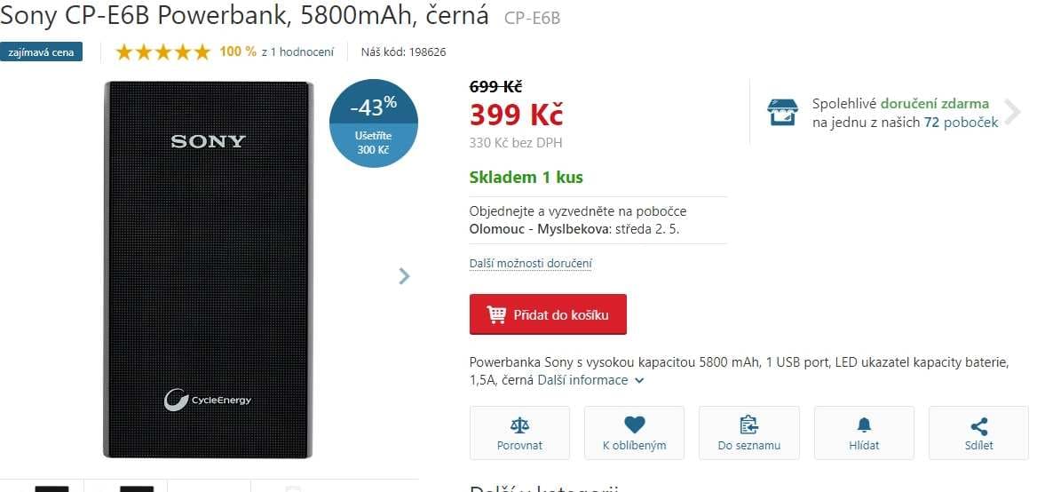 Powerbanka Sony CP-E6B, 5800 mAh