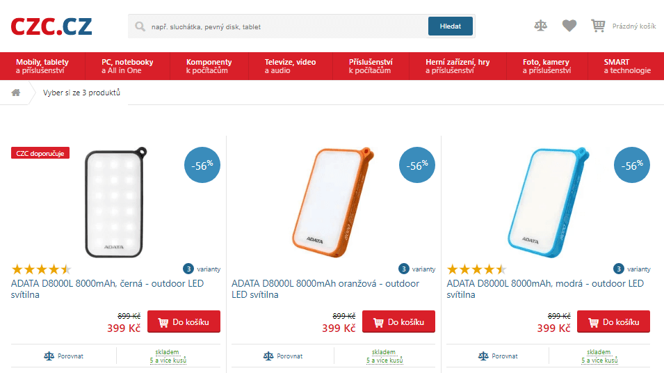Powerbanka / LED svítilna ADATA 8000 mAh