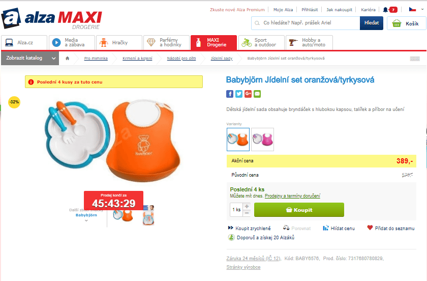 Babybjörn Jídelní set oranžová/tyrkysová