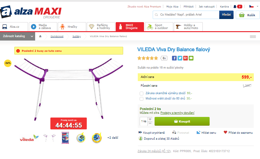 Sušák na prádlo Vileda Viva Dry, 16 m