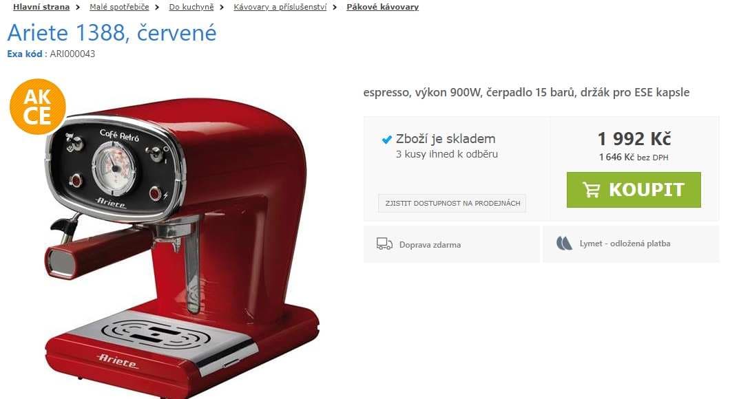Espresso Ariete-Scarlett, retro