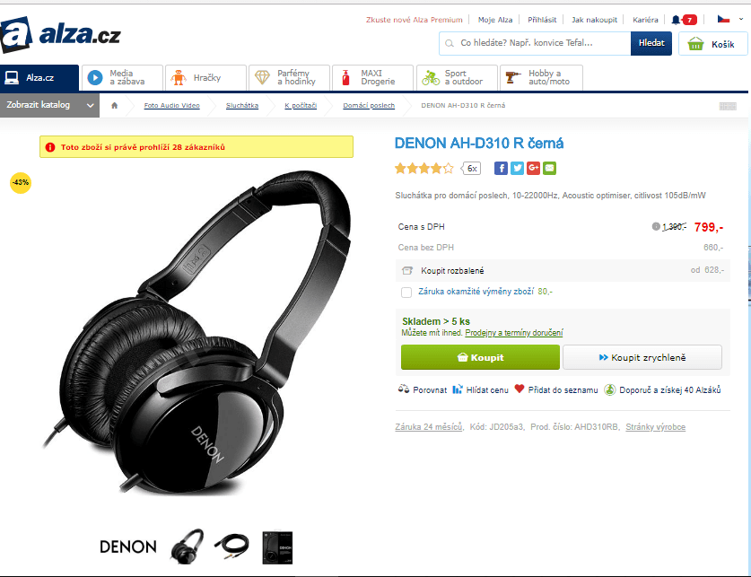 Sluchátka Denon AH-D310R 