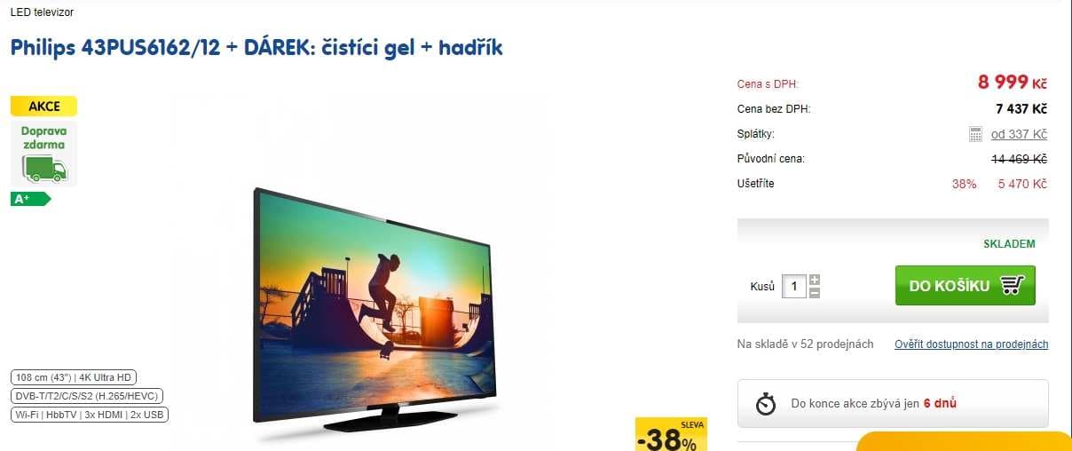 4K UHD Philips, 108 cm, Smart, Wi-Fi