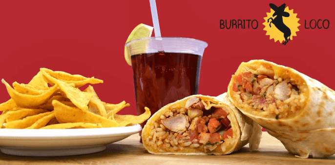 Quesarito, tortilla chipsy, aqua fresca