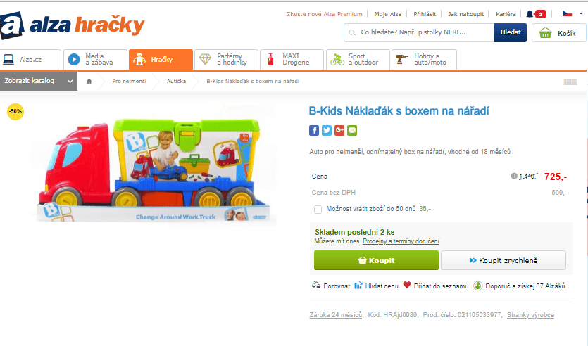 Náklaďák s boxem na nářadí B-Kids