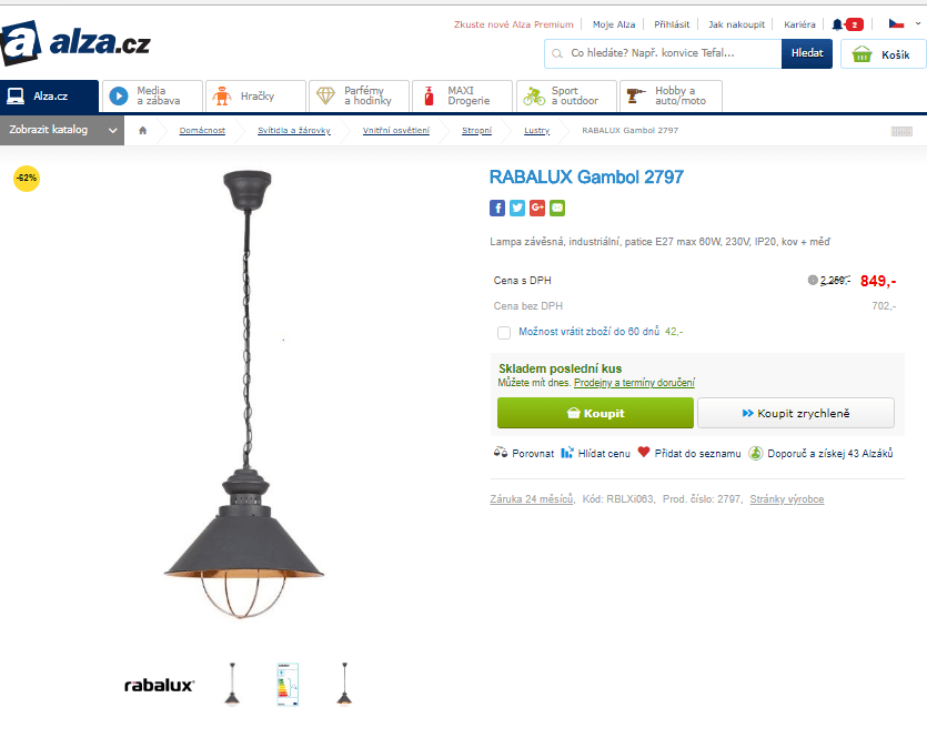 Lampa závěsná RABALUX Gambol 2797