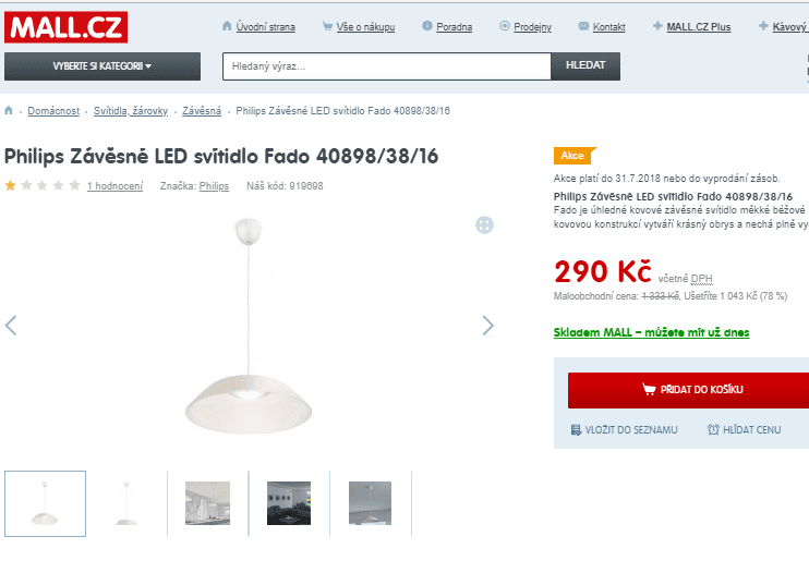 Philips Závěsné LED svítidlo Fado