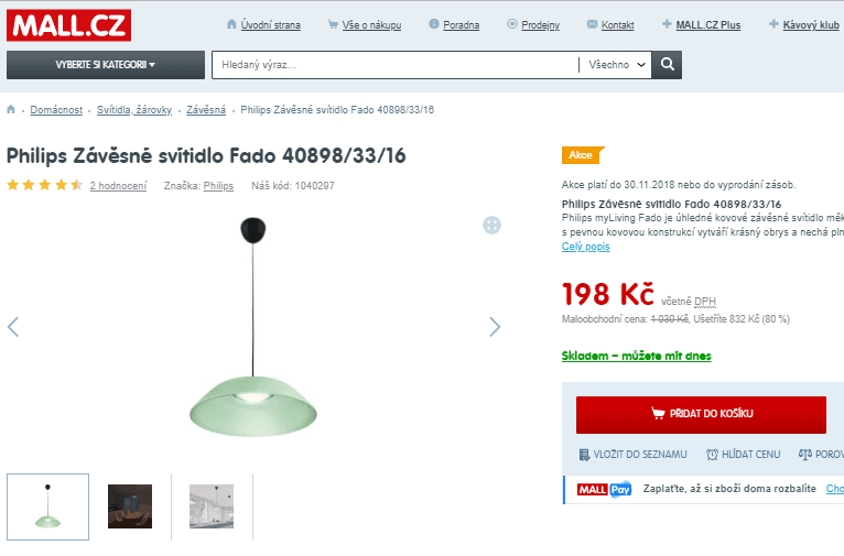 Philips Závěsné svítidlo Fado, zelené