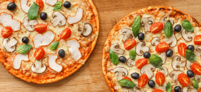 2× pizza dle vlastního výběru o průměru 32 cm