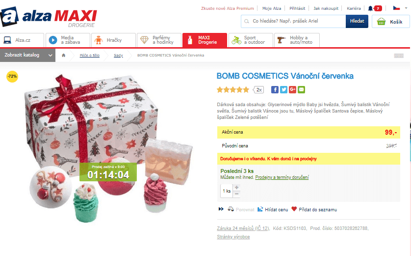 Dárková sada Bomb Cosmetics Vánoční červenka