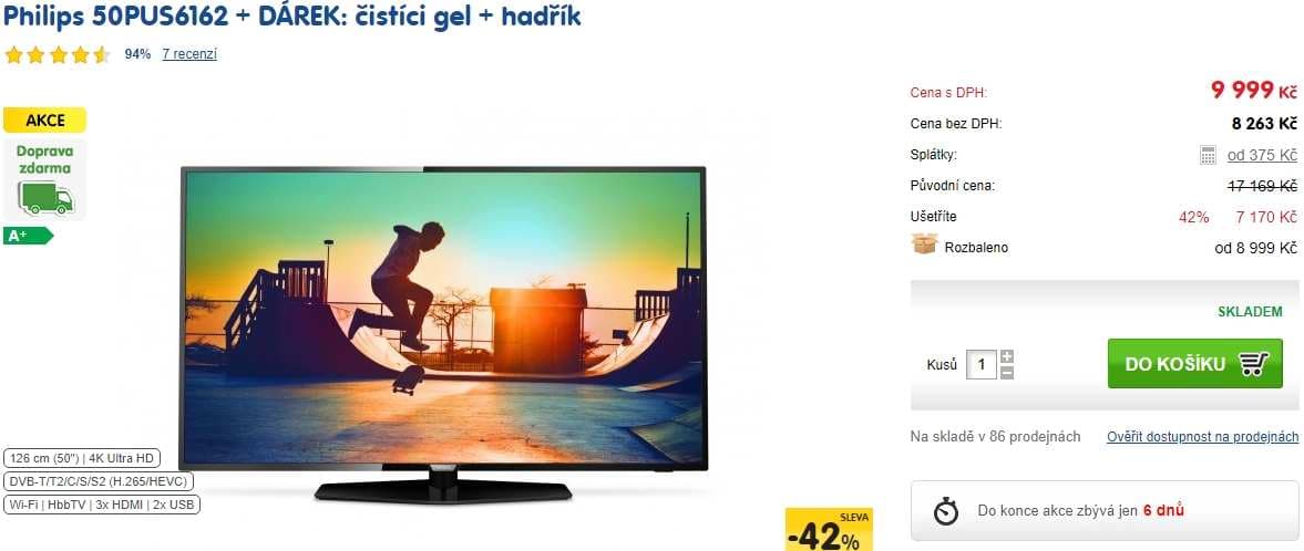 Ultra HD TV, HDR, Smart, 126cm, Philips