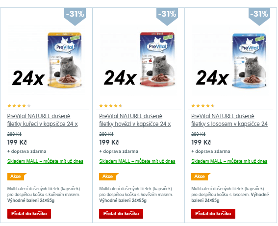 PreVital NATUREL dušené filetky 24x