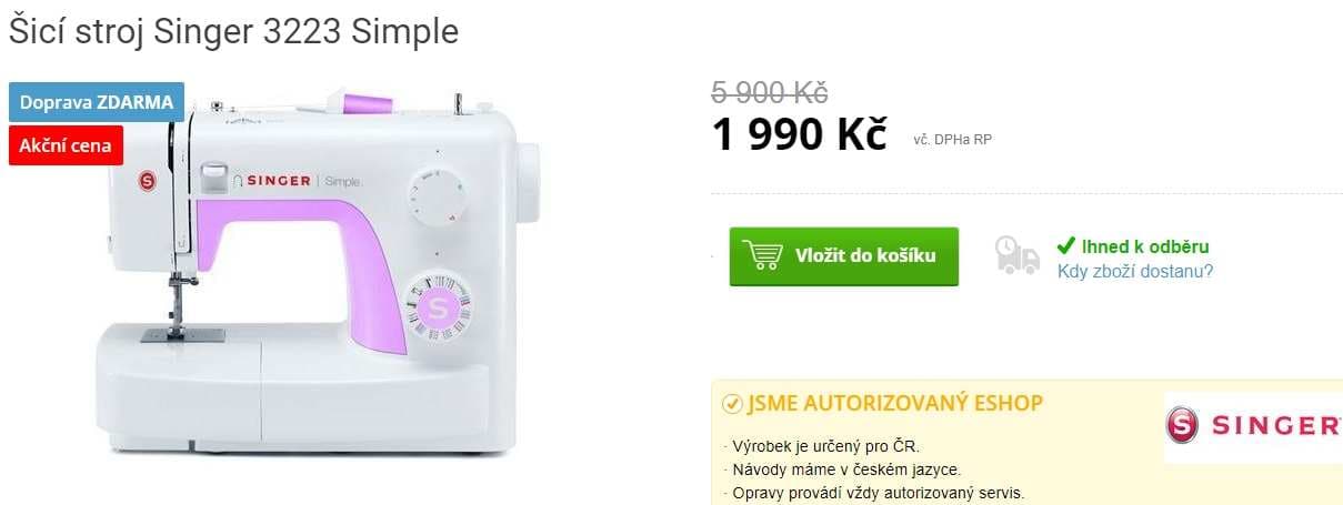 Mechanický šicí stroj Singer Simple 3223