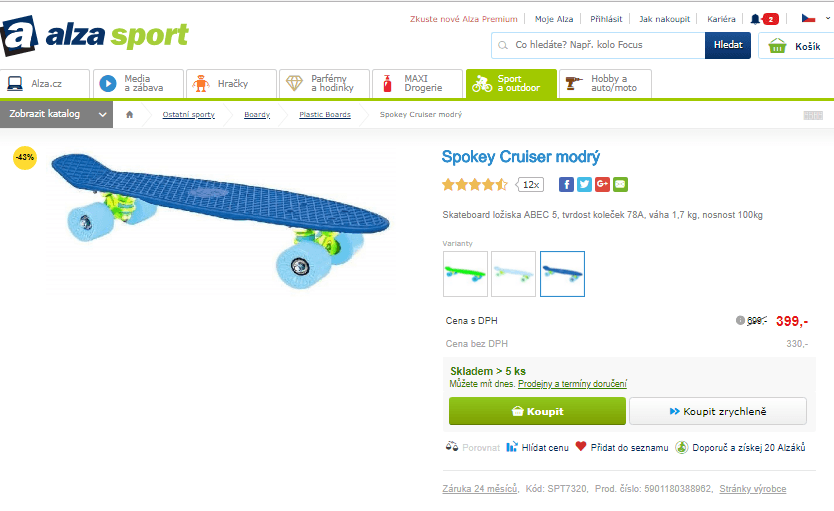 Skateboard Cruiser Spokey 22 x 6"