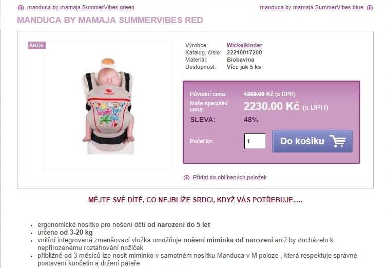 Ergonomické nosítko Manduca