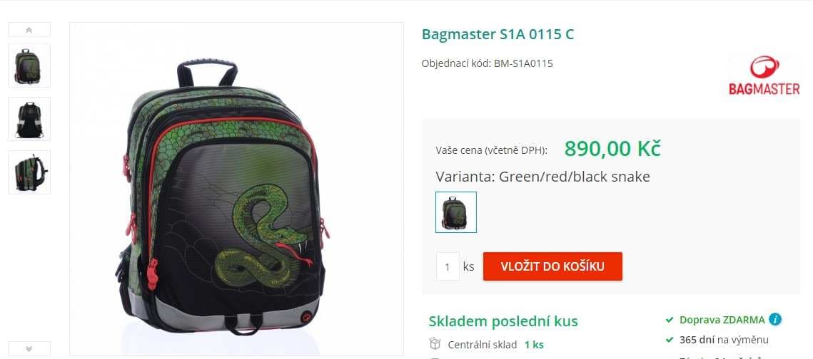Školní batoh Bagmaster, 1. stupeň