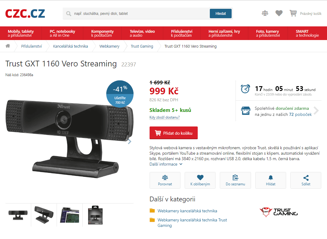Web kamera Trust GXT 1160 Vero Streaming