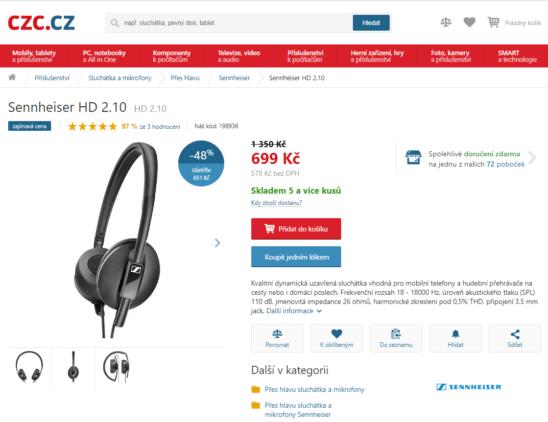 Sluchátka Sennheiser HD 2.10