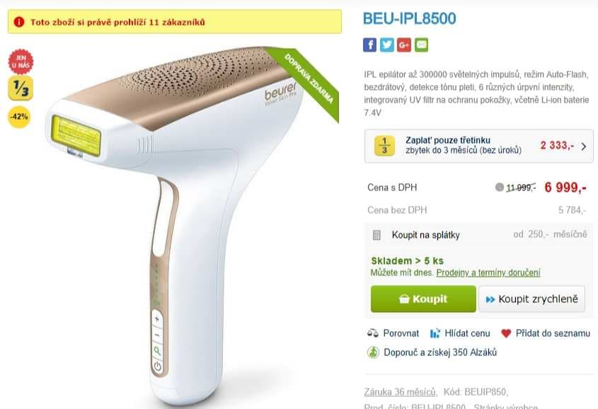 Epilátor Beurer IPL 8500 Velvet Skin Pro